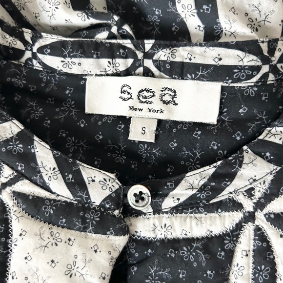 Sea New York Catalina Calico Quilted Pleated Printed Cotton Mini Dress Sz Small - Picture 5 of 6